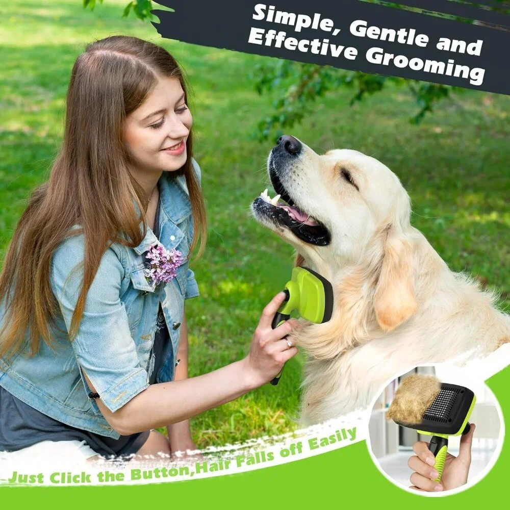 3PCS Self Cleaning Slicker Brush & Pet Grooming Rake & Bath Brush for Dogs,Cats